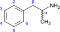 200px-Amphetamine numbered.png